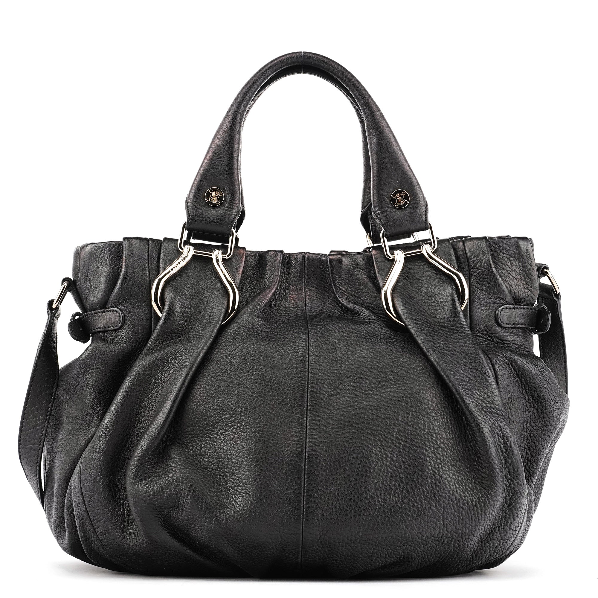 Celine Pillow 2-Way Tote Bag aus schwarzem Leder