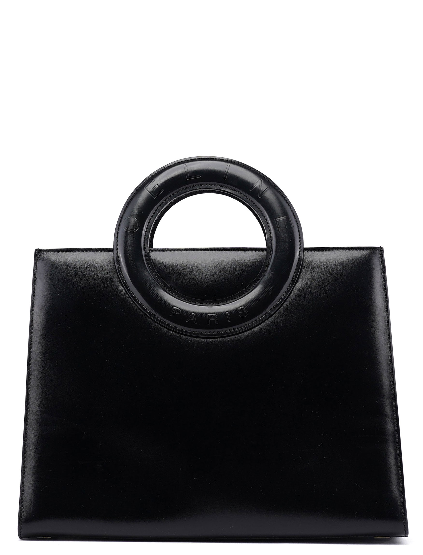 Celine Black Leather Round Handle Handbag