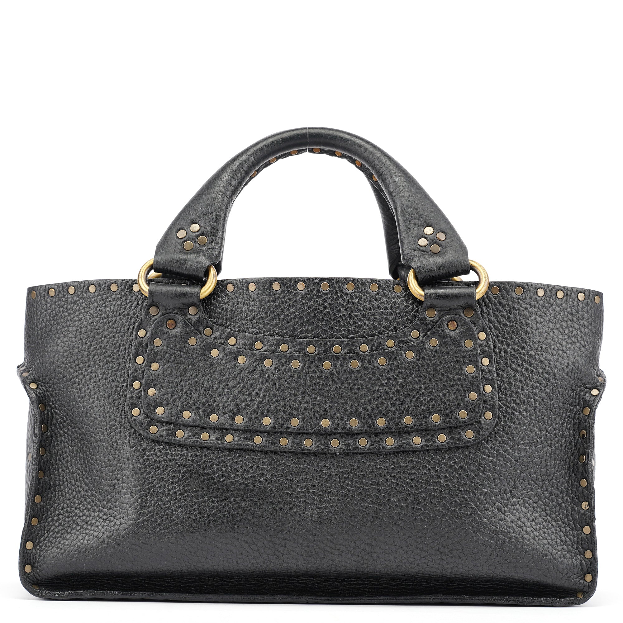 Celine Sac cabas Boogie clouté en cuir noir