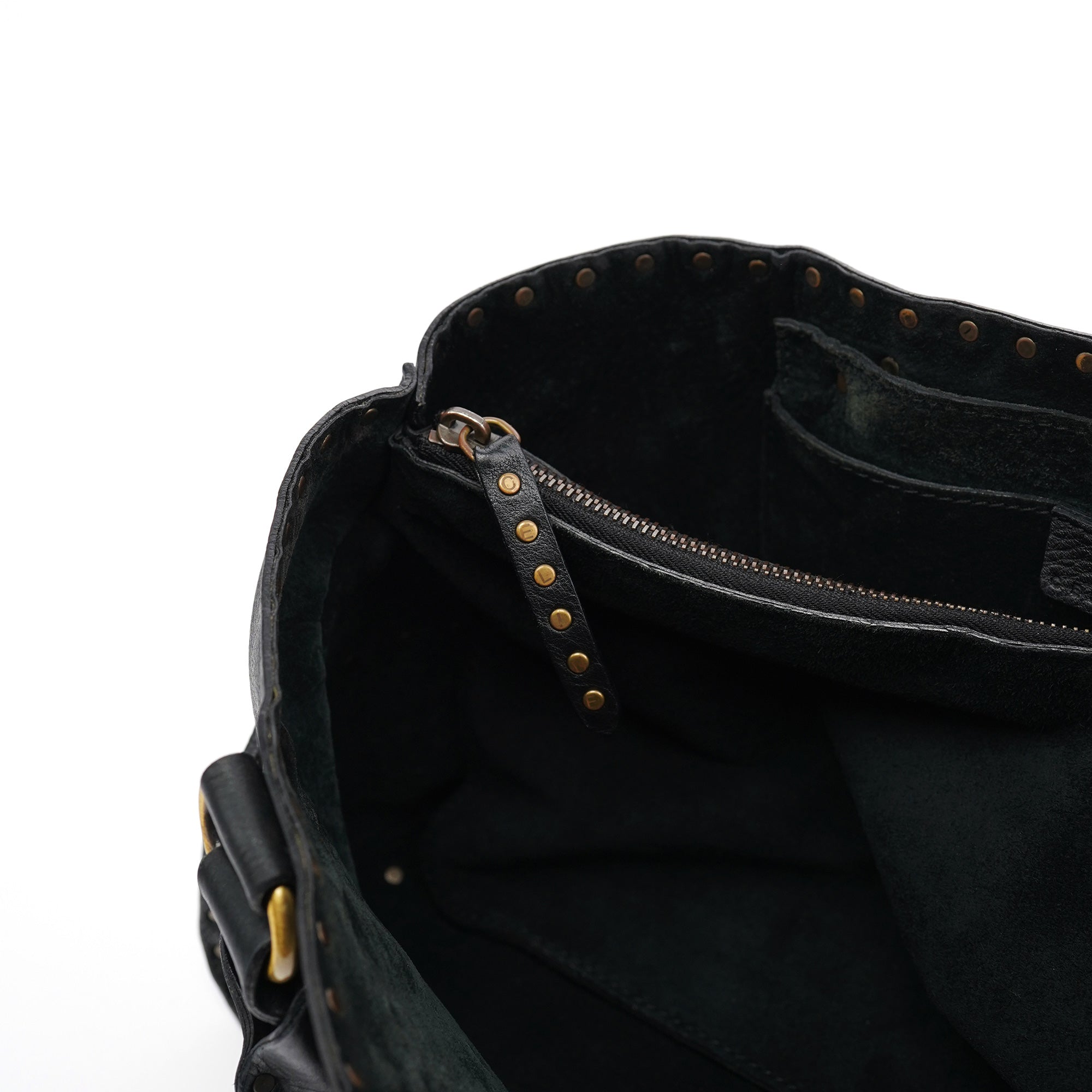 Celine Black Leather Studded Boogie Tote Bag