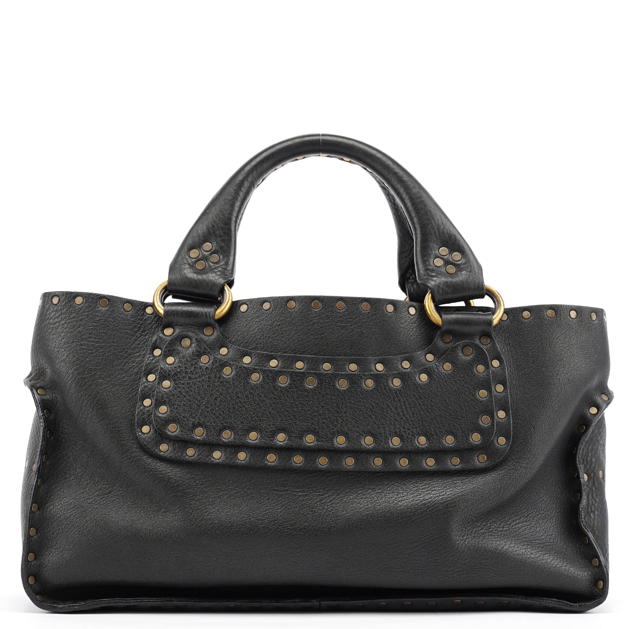 Celine Black Leather Studded Boogie Tote Bag