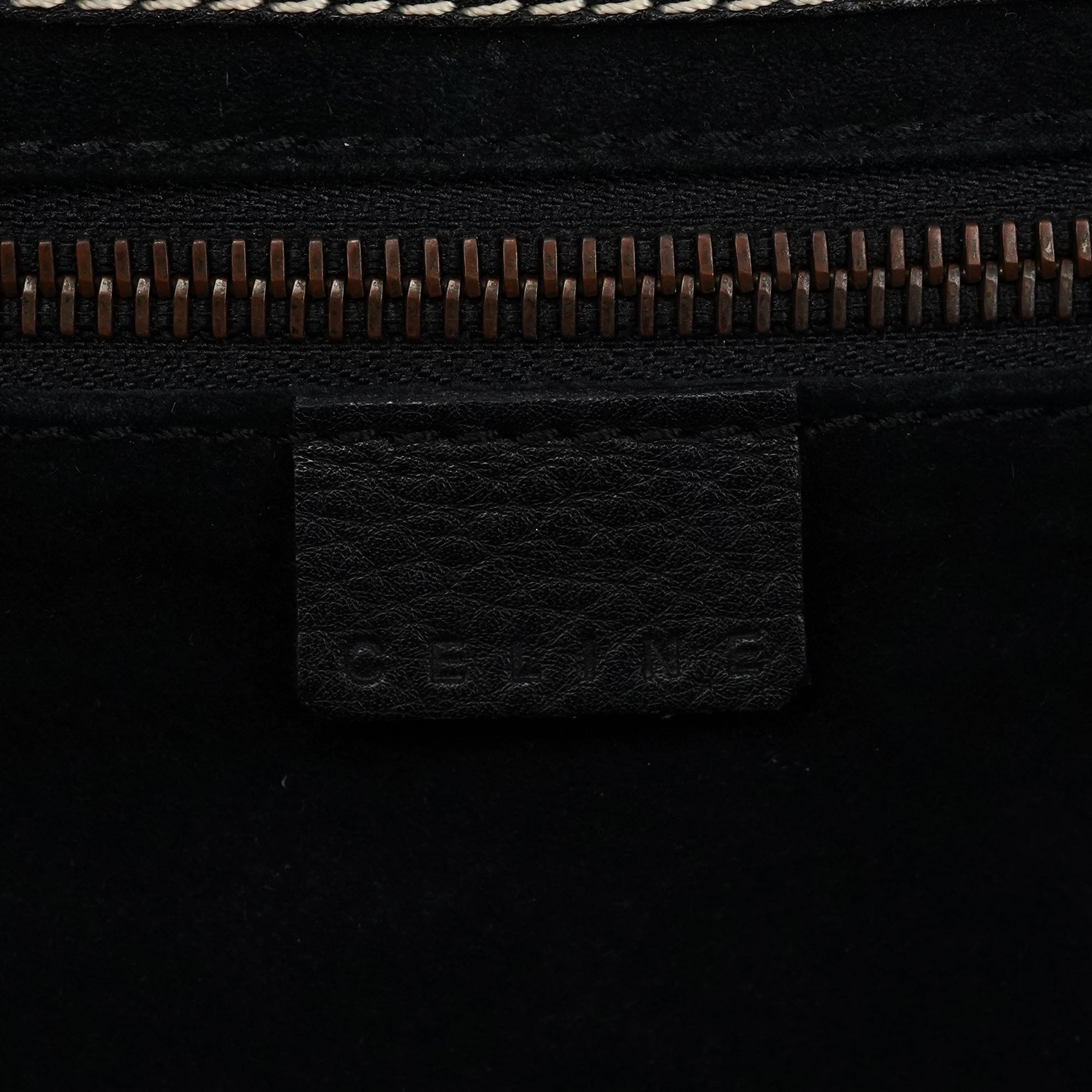 Celine Black Pebbled Leather Belt Tote Bag