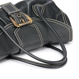 Celine Black Pebbled Leather Belt Tote Bag