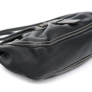 Celine Black Pebbled Leather Belt Tote Bag