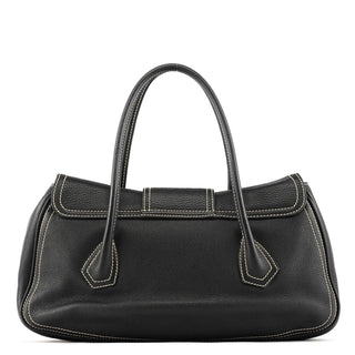 Celine Black Pebbled Leather Belt Tote Bag