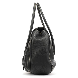 Celine Black Pebbled Leather Belt Tote Bag