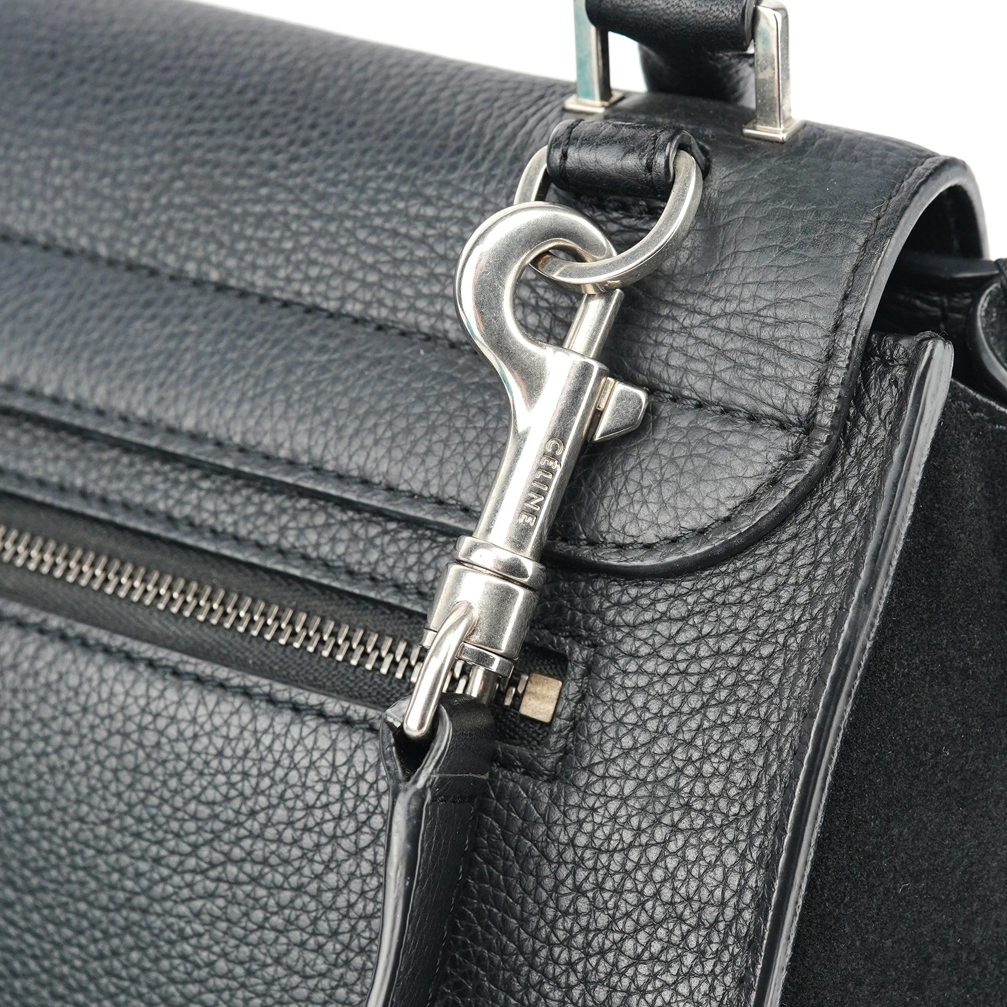 Celine Black Suede Leather Trapeze 2-Way Shoulder Bag