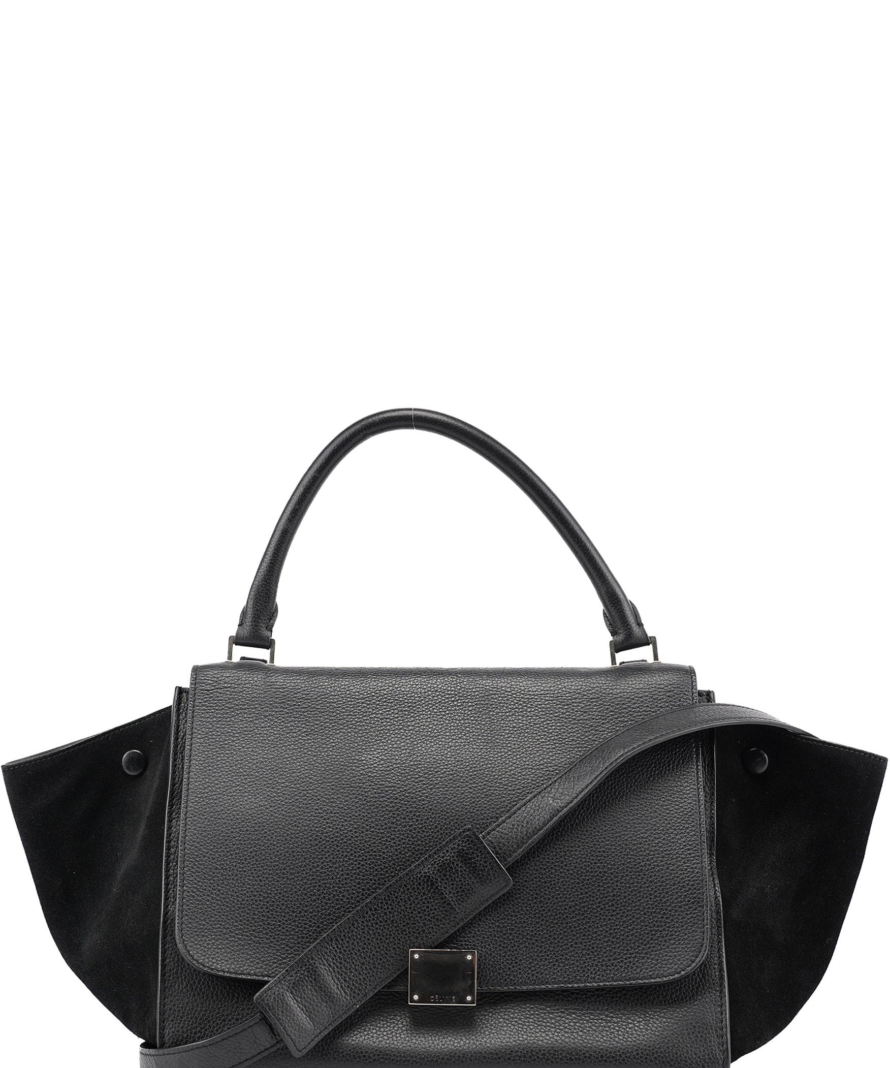 Celine Black Suede Leather Trapeze 2-Way Shoulder Bag