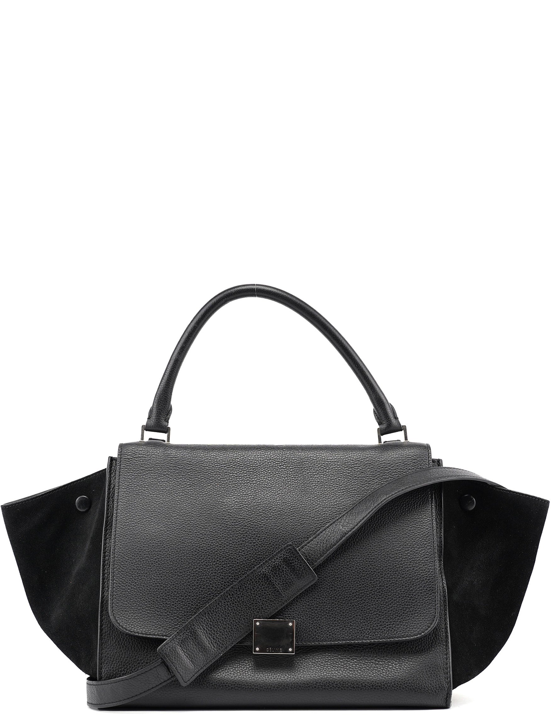 Celine Black Suede Leather Trapeze 2-Way Shoulder Bag