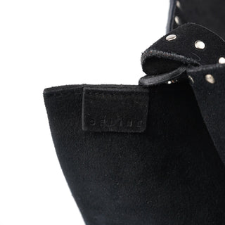 Celine Black Suede Macadam Shoulder Bag