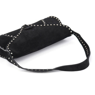 Celine Black Suede Macadam Shoulder Bag