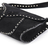 Celine Black Suede Macadam Shoulder Bag