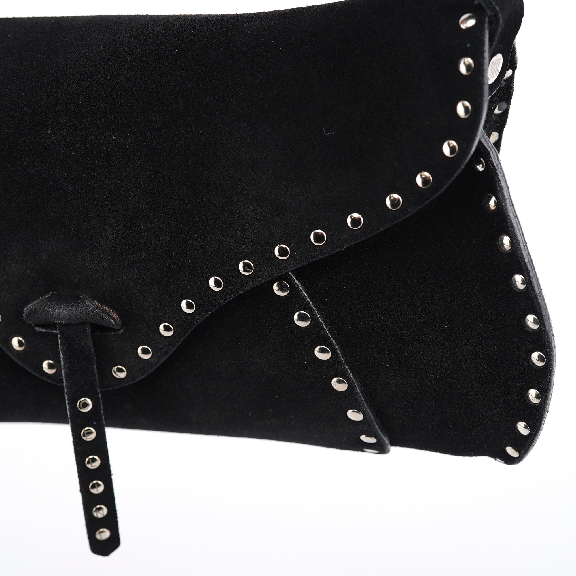 Celine Black Suede Macadam Shoulder Bag