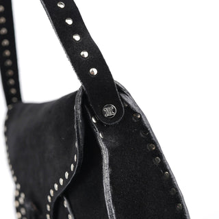 Celine Black Suede Macadam Shoulder Bag