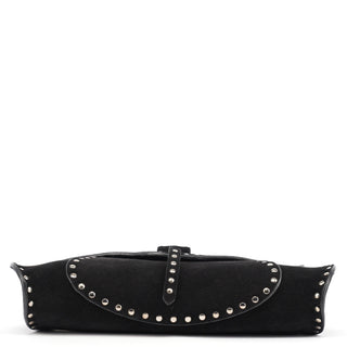 Celine Black Suede Macadam Shoulder Bag