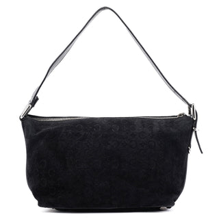 Celine Black Suede Triomphe CC Shoulder Bag