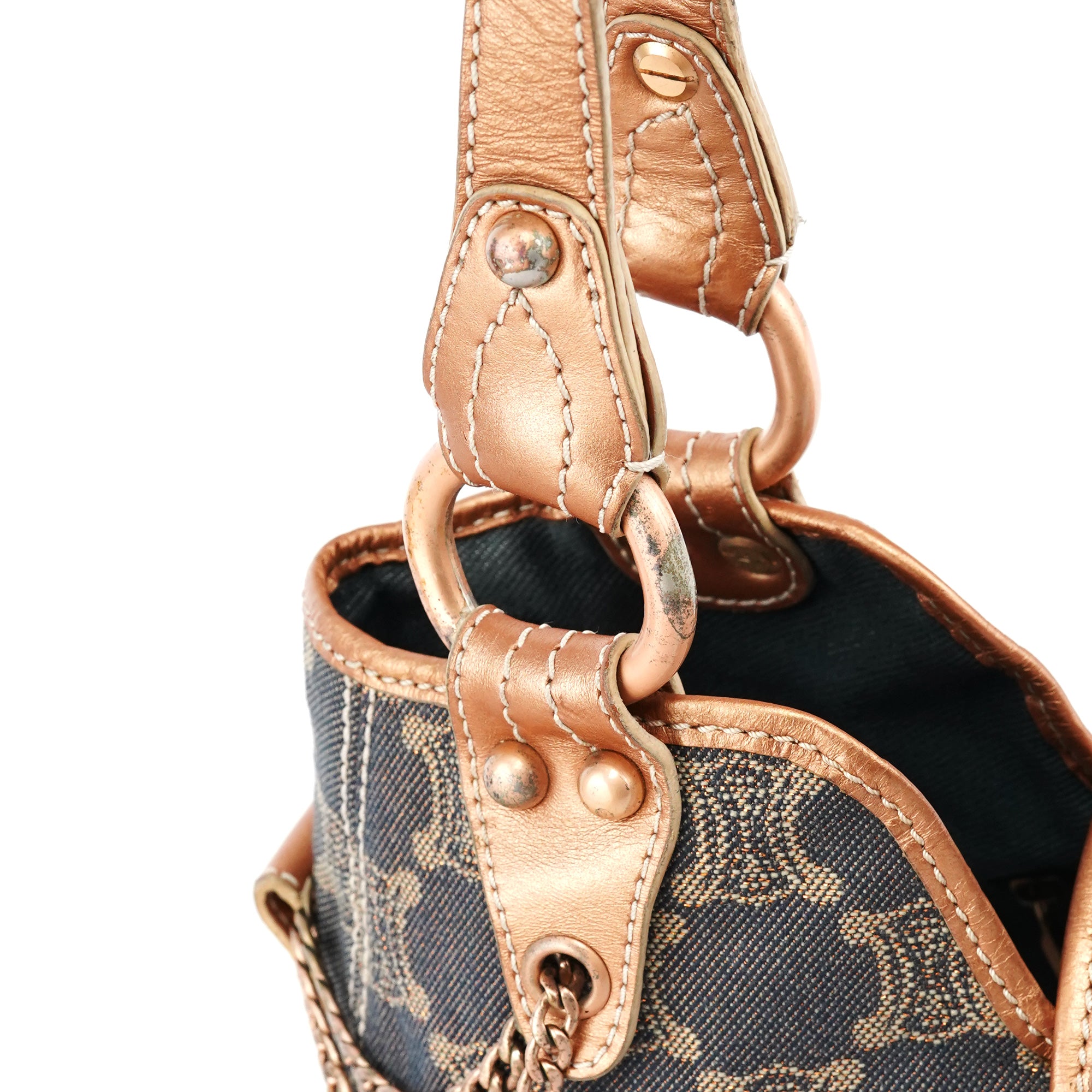 Celine Blue Brown Monogram Shoulder Bag