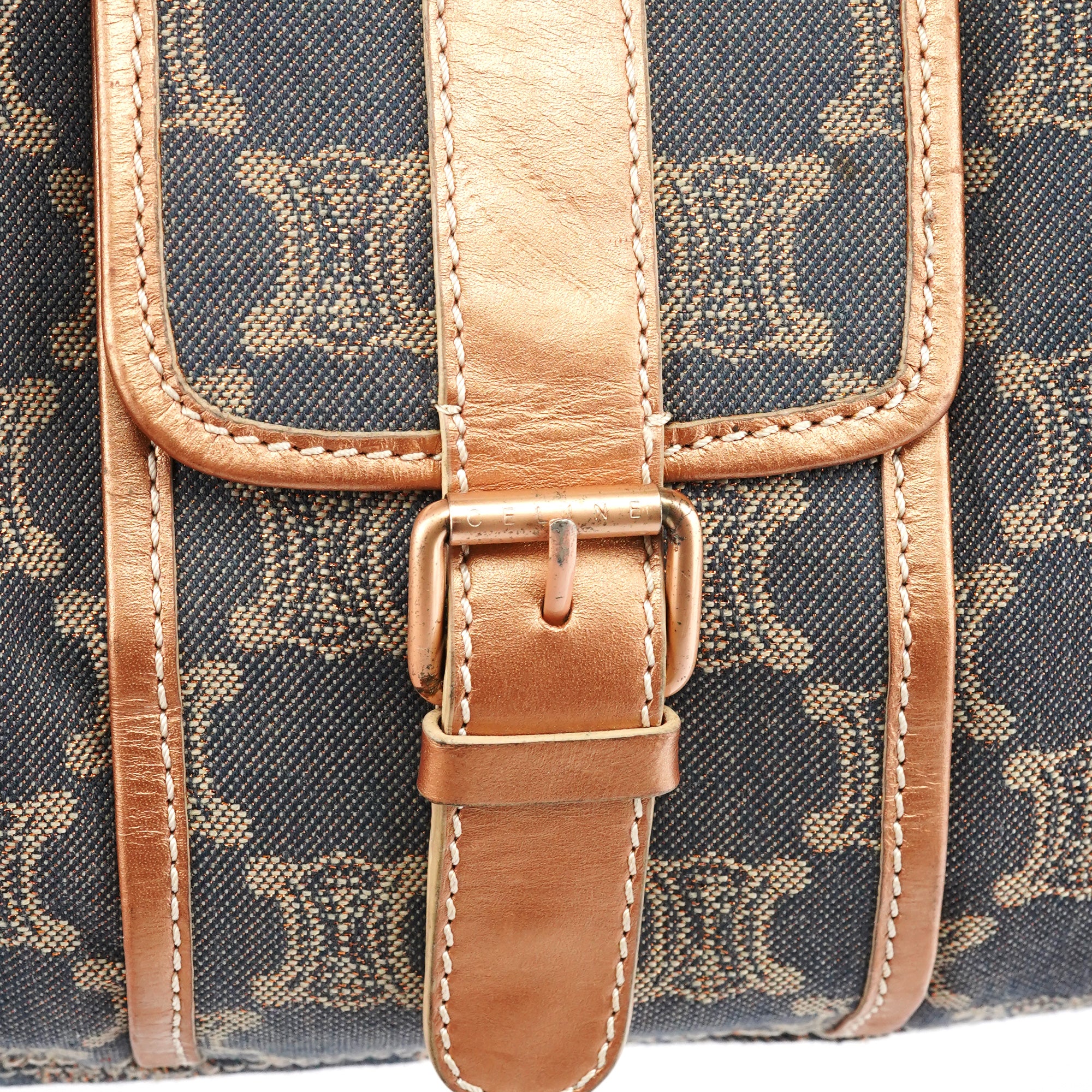 Celine Blue Brown Monogram Shoulder Bag