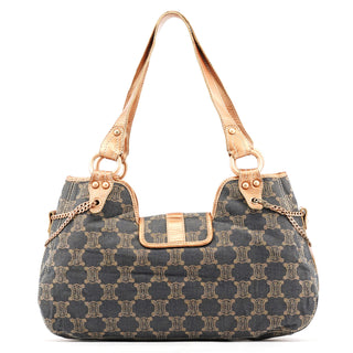 Celine Blue Brown Monogram Shoulder Bag