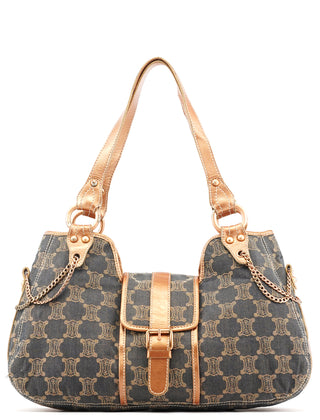 Celine Blue Brown Monogram Shoulder Bag