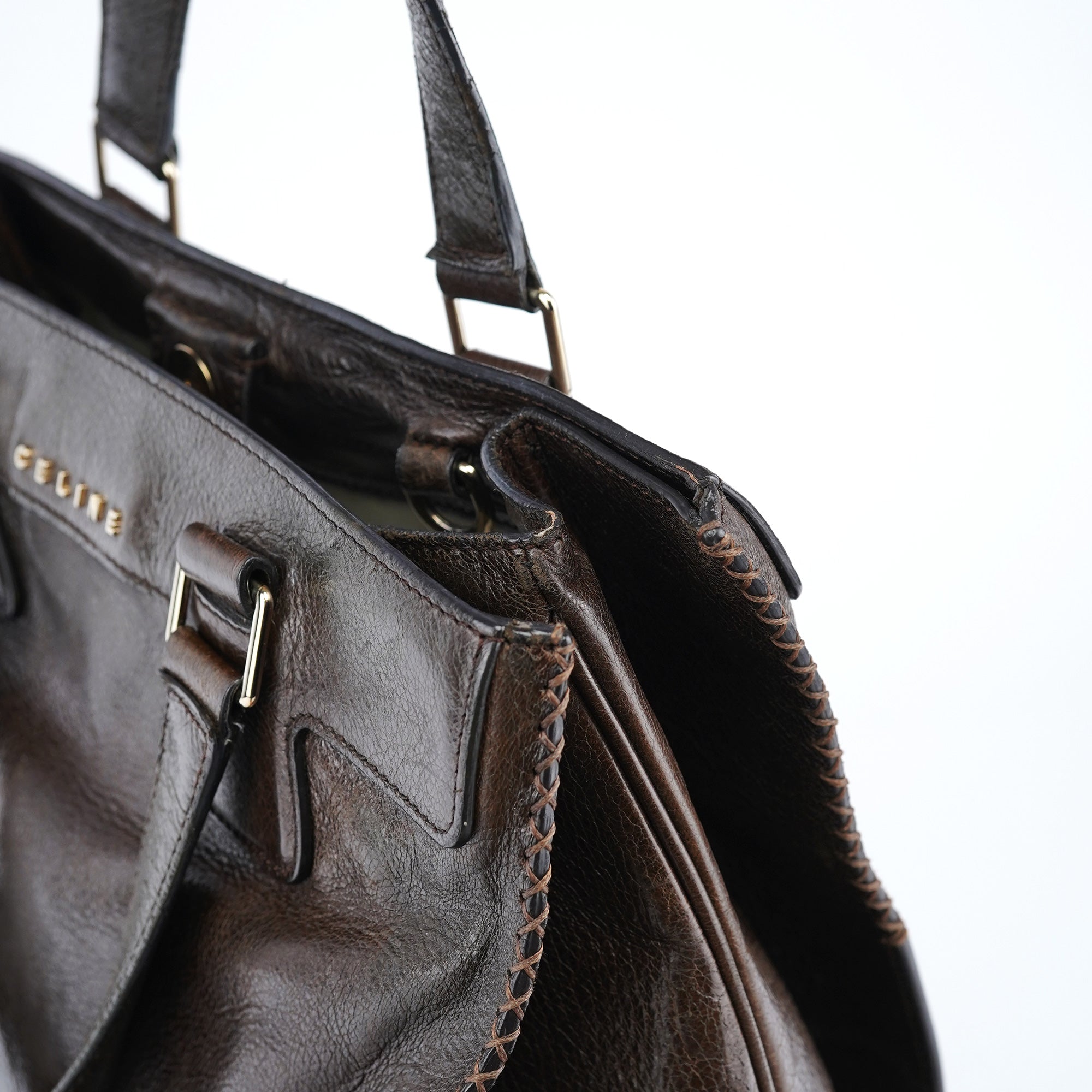 Celine Brown Calfskin Leather Tote Bag