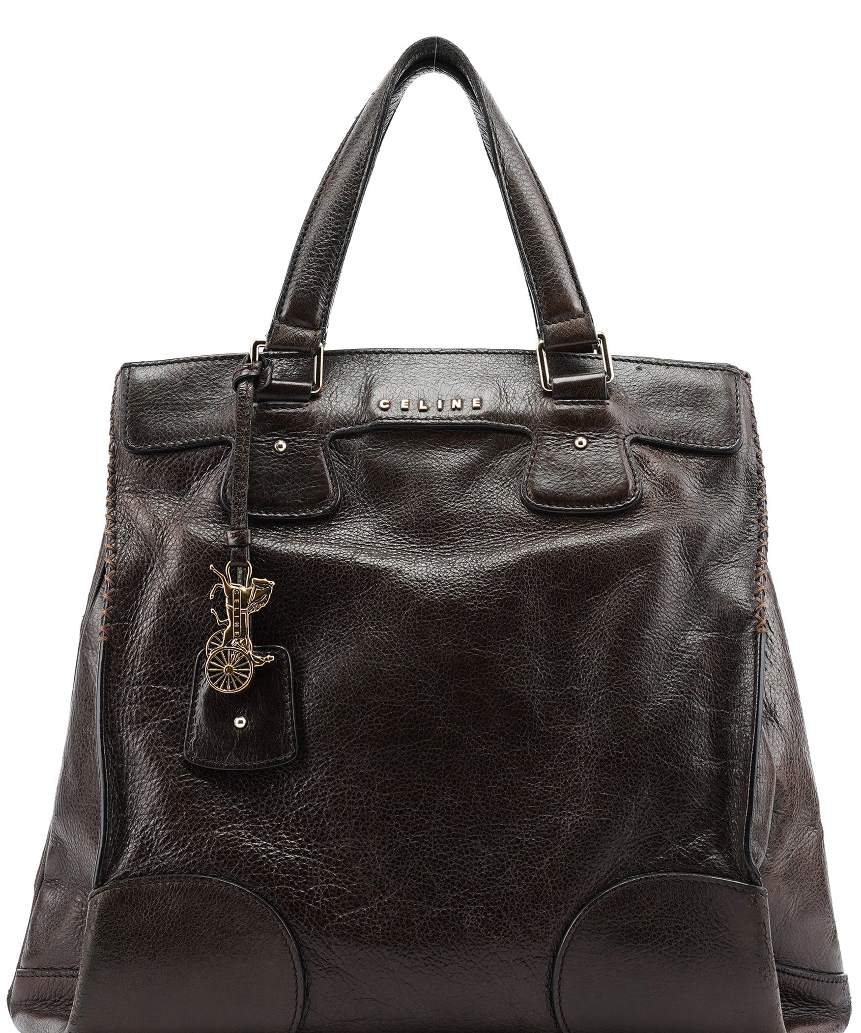 Celine Sac cabas en cuir de veau marron