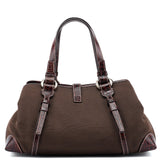 Celine Borsa tote in tela marrone con pelle stampa coccodrillo