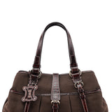 Celine Borsa tote in tela marrone con pelle stampa coccodrillo