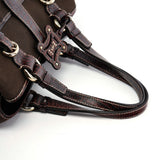 Celine Borsa tote in tela marrone con pelle stampa coccodrillo