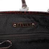 Celine Borsa tote in tela marrone con pelle stampa coccodrillo