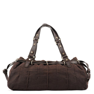 Celine Brown Canvas Floral Shoulder Bag