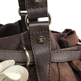 Celine Brown Canvas Floral Shoulder Bag