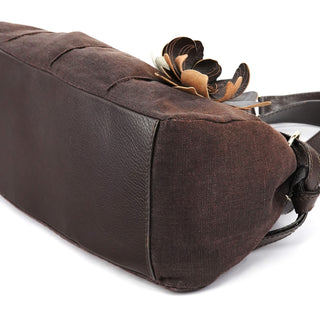 Celine Brown Canvas Floral Shoulder Bag