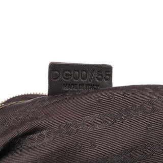 Celine Brown Canvas Leather Floral Tote Bag