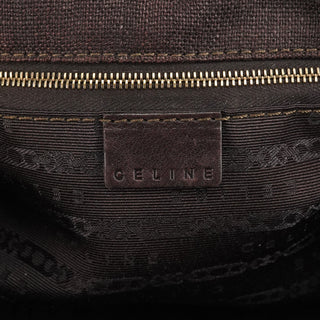 Celine Brown Canvas Leather Floral Tote Bag