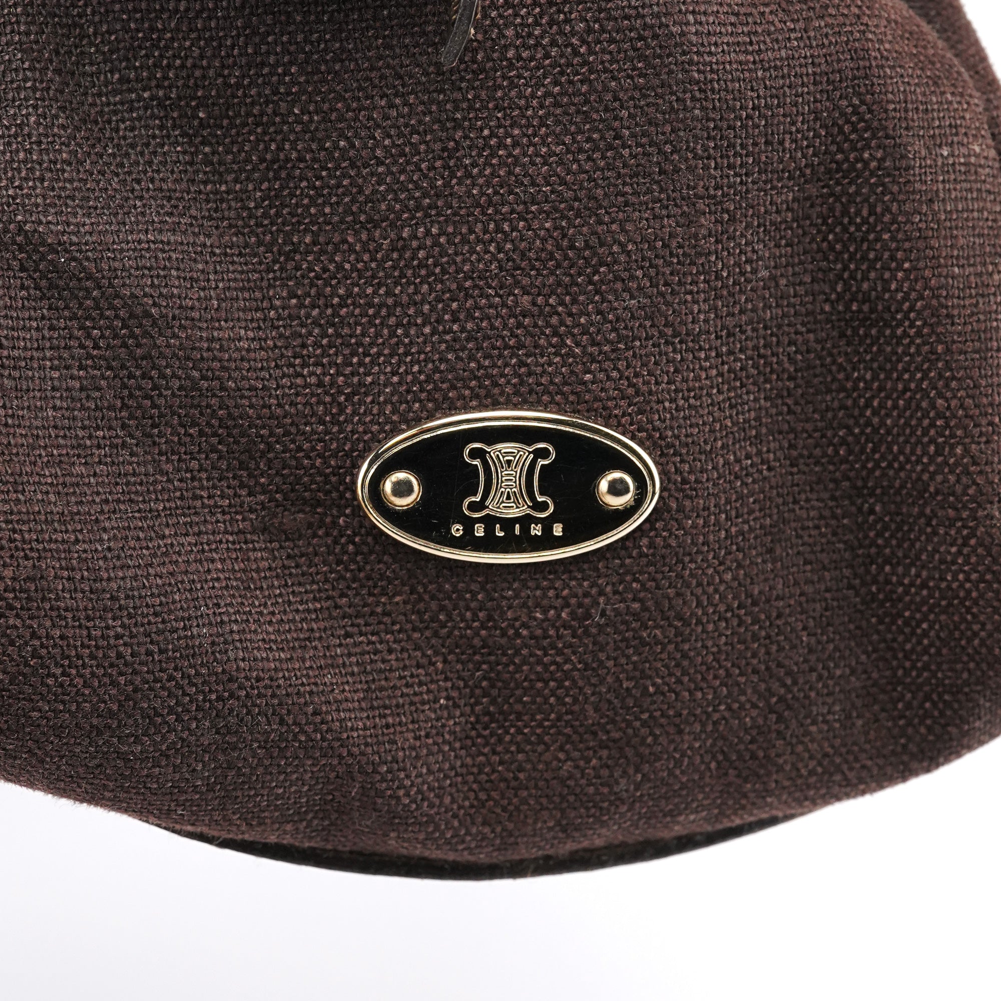 Celine Sac cabas fleuri en toile et cuir marron