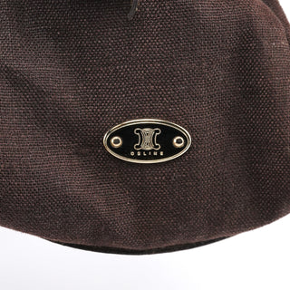 Celine Brown Canvas Leather Floral Tote Bag