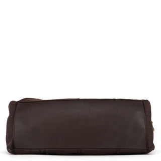 Celine Brown Canvas Leather Floral Tote Bag