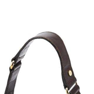 Celine Brown Canvas Leather Shoulder Bag