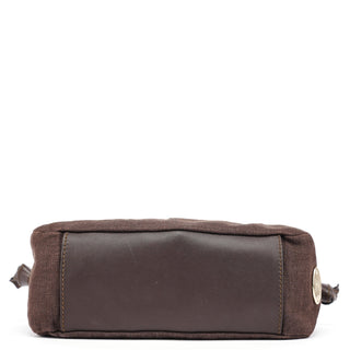 Celine Brown Canvas Leather Shoulder Bag