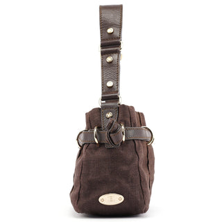 Celine Brown Canvas Leather Shoulder Bag