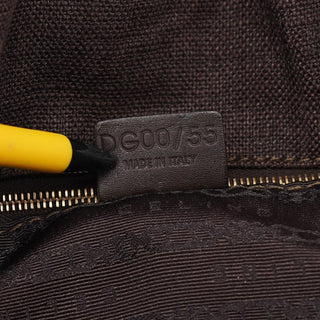 Celine Brown Canvas Leather Tote Bag