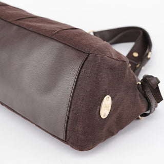 Celine Brown Canvas Leather Tote Bag