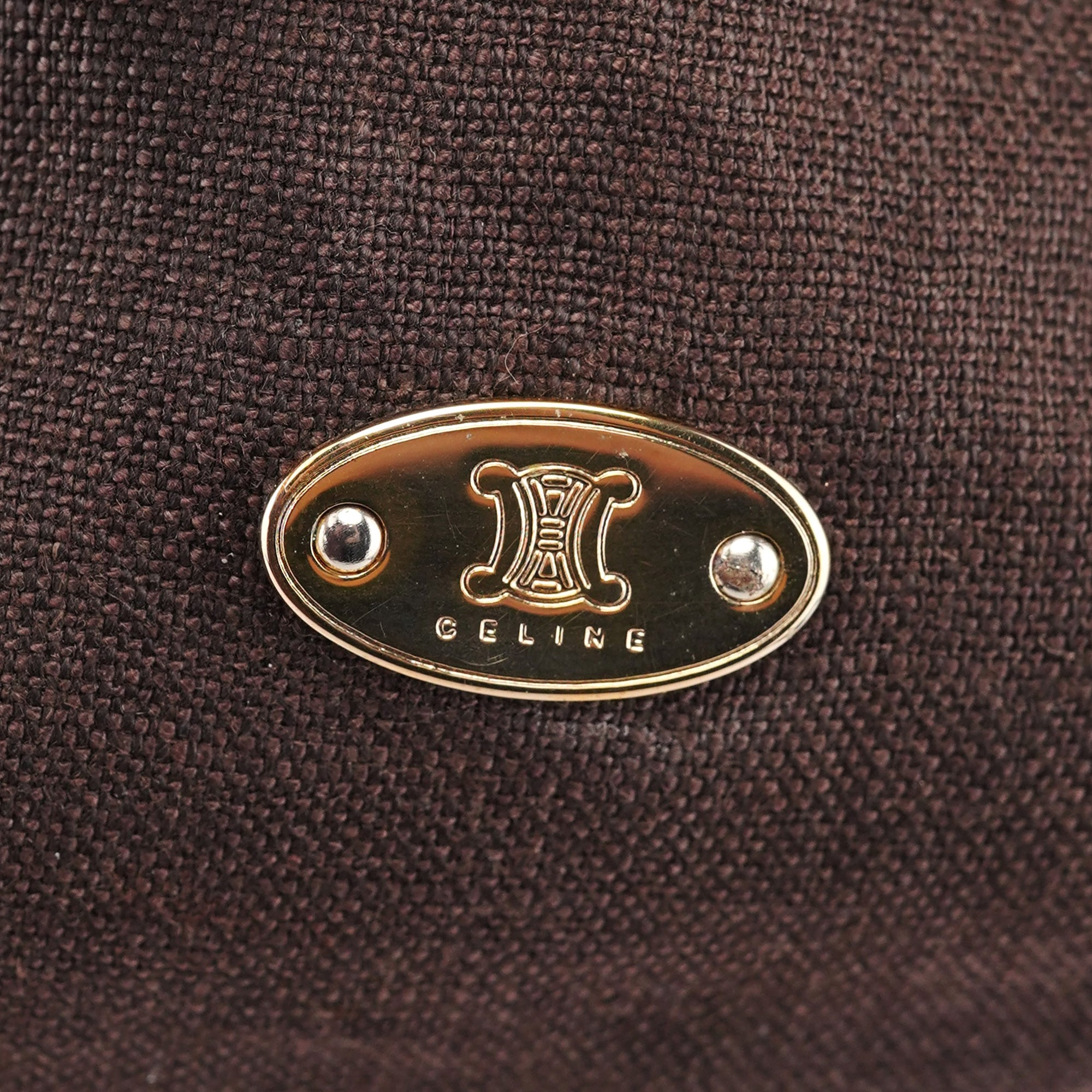 Celine Brown Canvas Leather Tote Bag