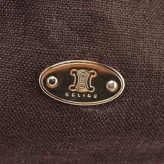 Celine Brown Canvas Leather Tote Bag