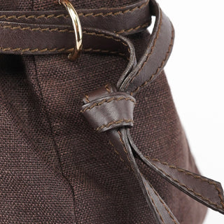 Celine Brown Canvas Leather Tote Bag