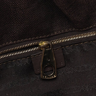 Celine Brown Canvas Leather Tote Bag