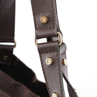 Celine Brown Canvas Leather Tote Bag