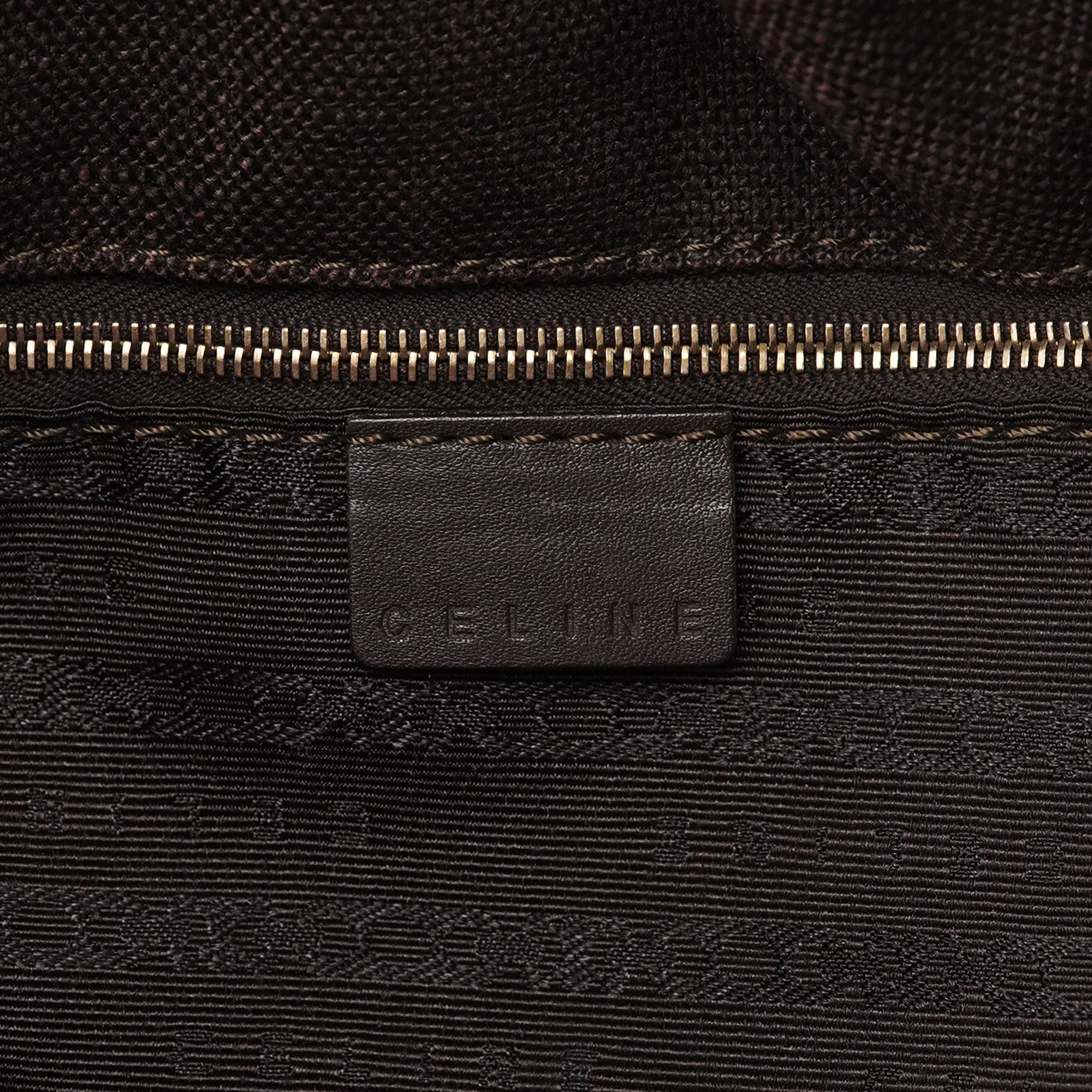 Celine Brown Canvas Leather Tote Bag