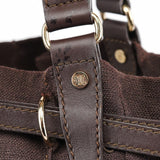 Celine Brown Canvas Leather Tote Bag